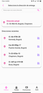 Address entry screen